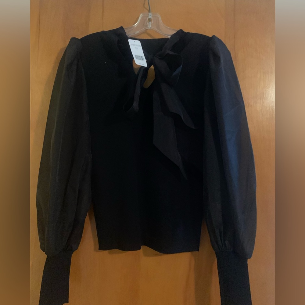 BEBE Sheer Sleeve Top